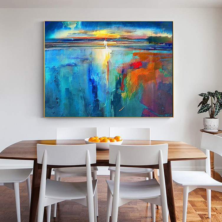 blue landscape artwork